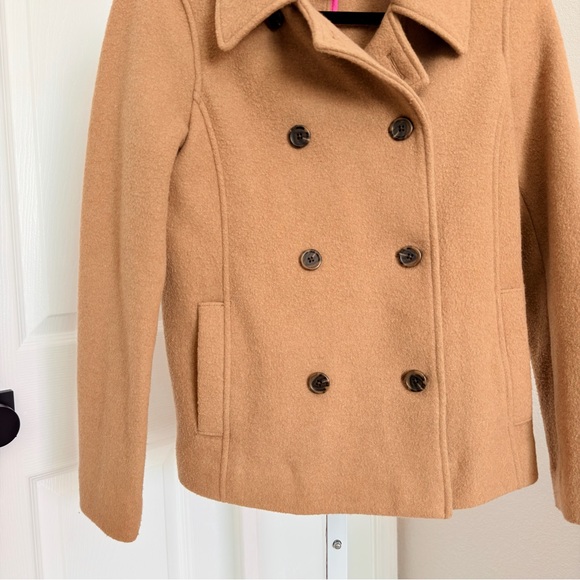 J.Crew Boiled Wool-Blend Peacoat Size 0 Camel Tan - Picture 3 of 6